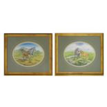 Dick Twinney - Pair of watercolours - Grey and foal