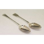 Two silver basting spoons