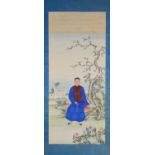 Chinese watercolour scroll painting of a monk