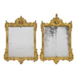 Pair of Louis XV style gilt gesso wall mirrors
