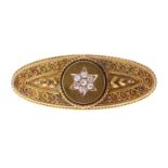 Victorian 15ct gold diamond set brooch