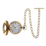 Late Victorian 18ct gold half hunter-cased pocket watch with Albert