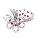 Diamond and ruby brooch