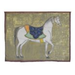 Indian Mughal painted wall hanging depicting a grey horse