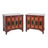 Pair of Chinese lacquered pine cabinets