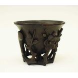 Chinese carved hardwood libation cup