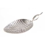 George III silver caddy spoon of leaf design