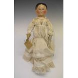 19th Century large painted wooden peg doll