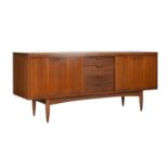 Retro teak sideboard with four reeded drawers