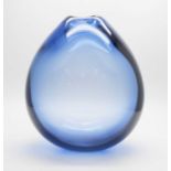 Large Holmegaard blue glass Soap Bubble vase by Per Lutken