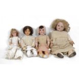 Four early 20th Century German bisque headed dolls