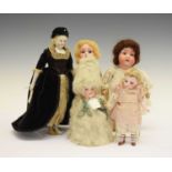 Small collection of bisque head dolls, etc