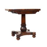 Victorian rosewood pedestal card table