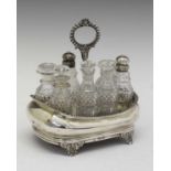 George IV silver six-bottle cruet, London 1829