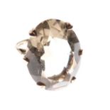 9ct gold ring set large faceted quartz stone