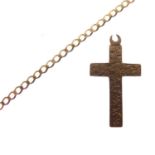 Yellow metal curb-link necklace and 9ct gold crucifix