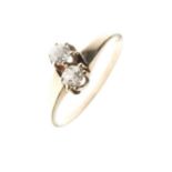 Yellow metal (14K) two-stone diamond ring