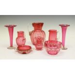 Assorted cranberry glass