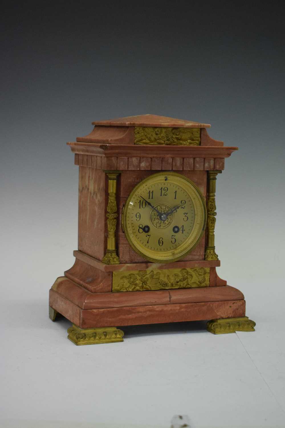 French pink marble mantel clock - Image 8 of 8