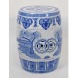 Chinese blue and white barrel garden seat