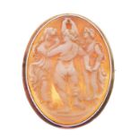 9ct gold-framed shell cameo, The Three Graces