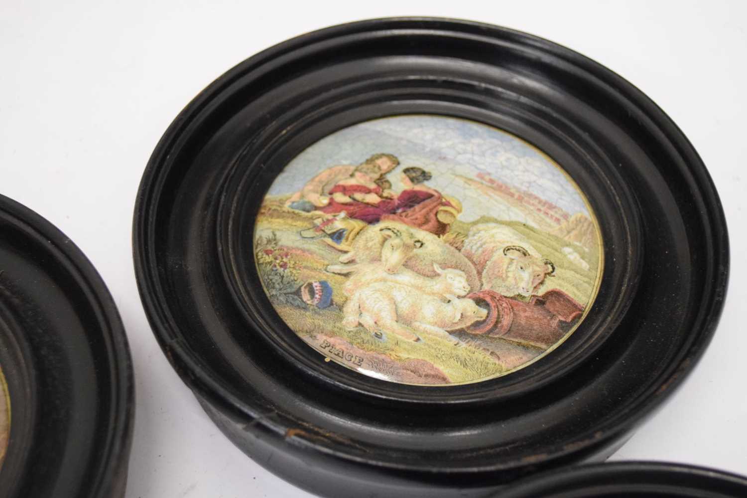 Three Victorian Prattware pot lids - Image 2 of 8