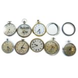 Assorted metal pocket watch backs and parts