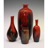 Four Doulton Flambé Veined vases