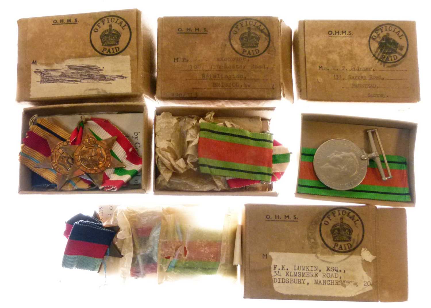 Quantity of boxed Second World War medals