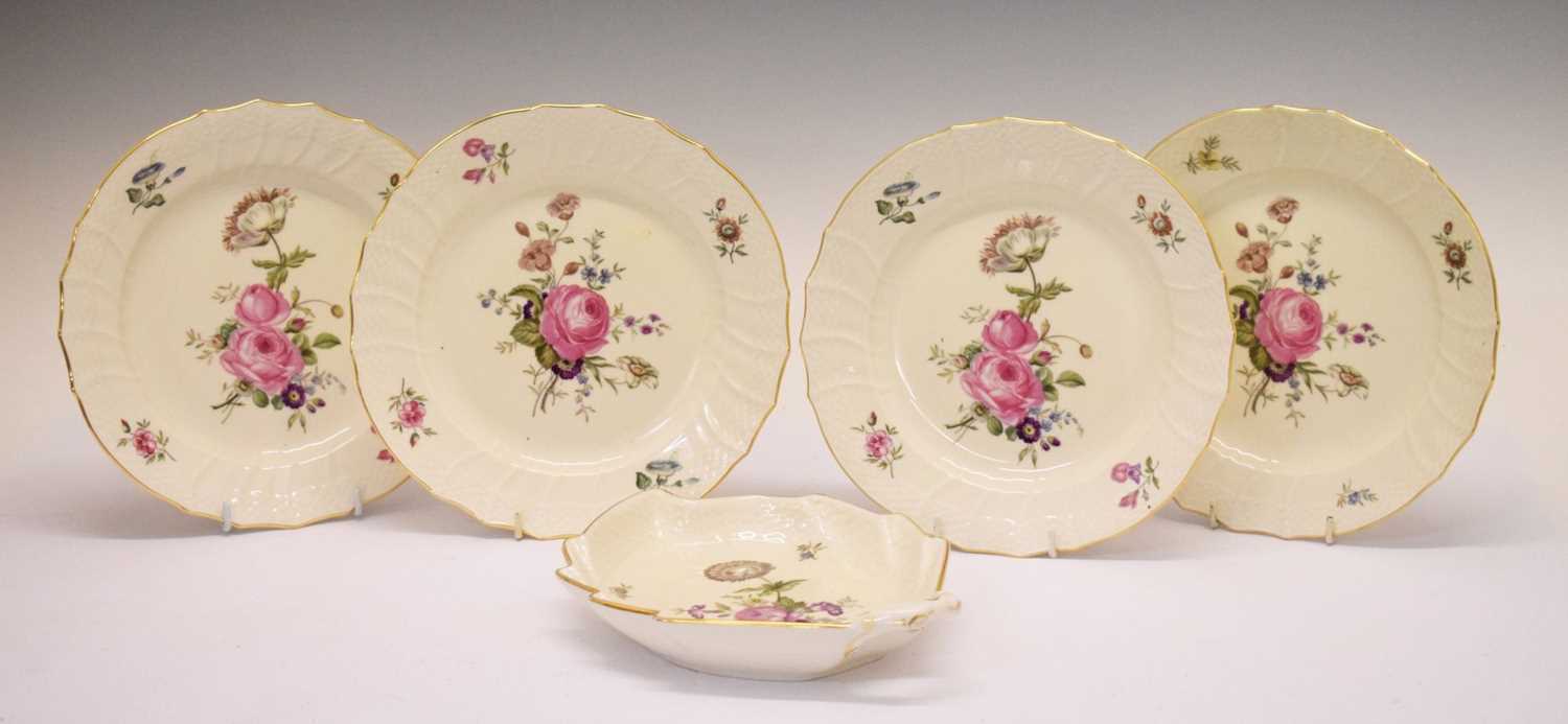 Set of four Royal Copenhagen Frijsenborg pattern plates and dish