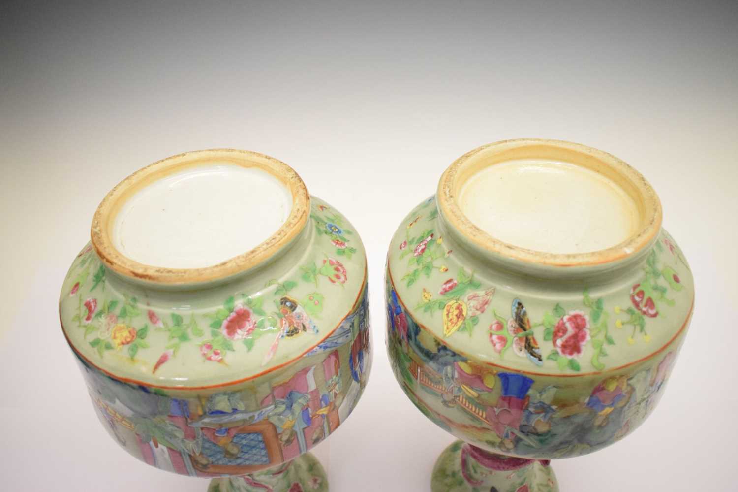 Pair Chinese Famille Rose vases - Image 11 of 11