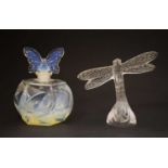 Lalique - Dragonfly paperweight, together with a Nina Ricci scent bottle