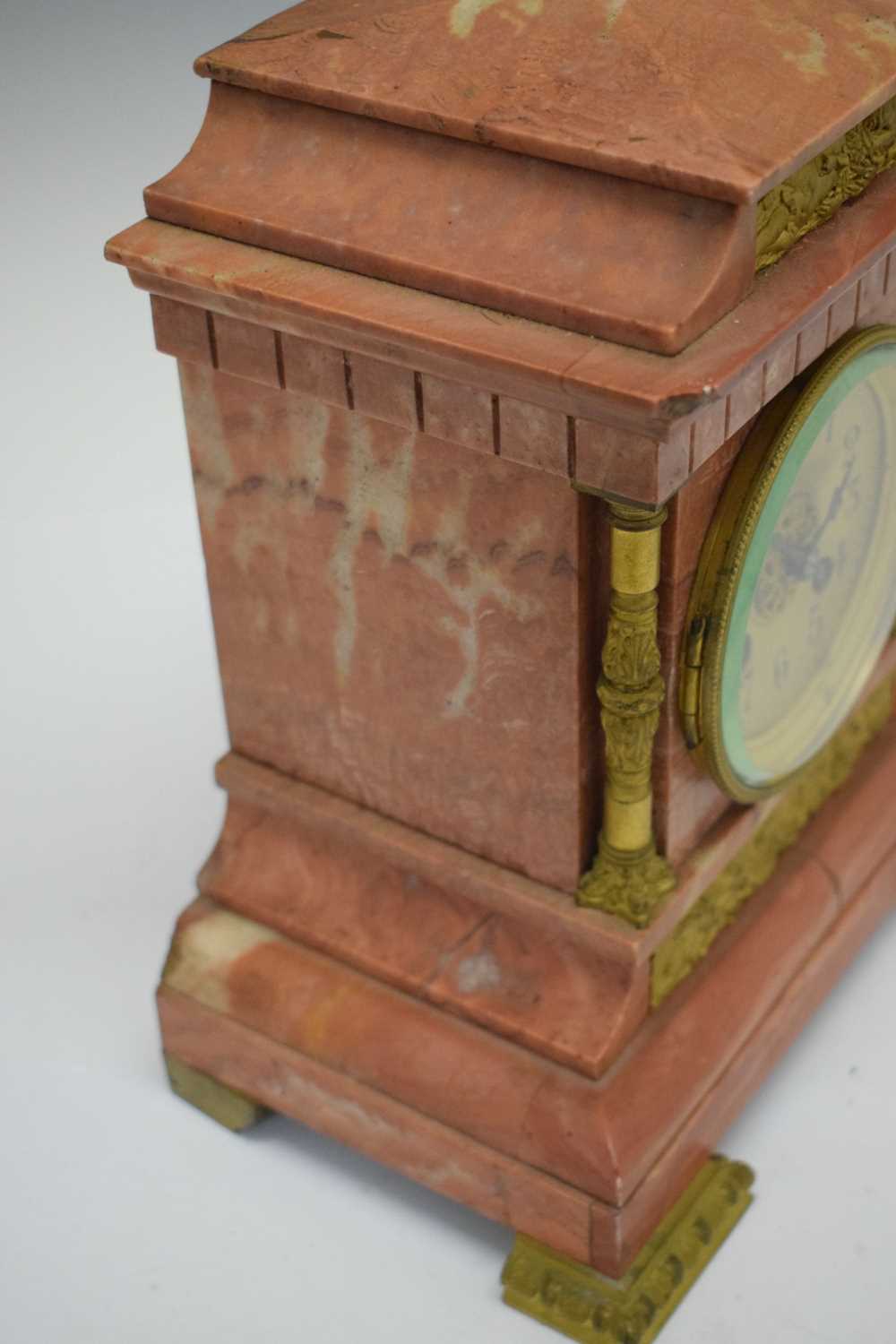 French pink marble mantel clock - Image 3 of 8