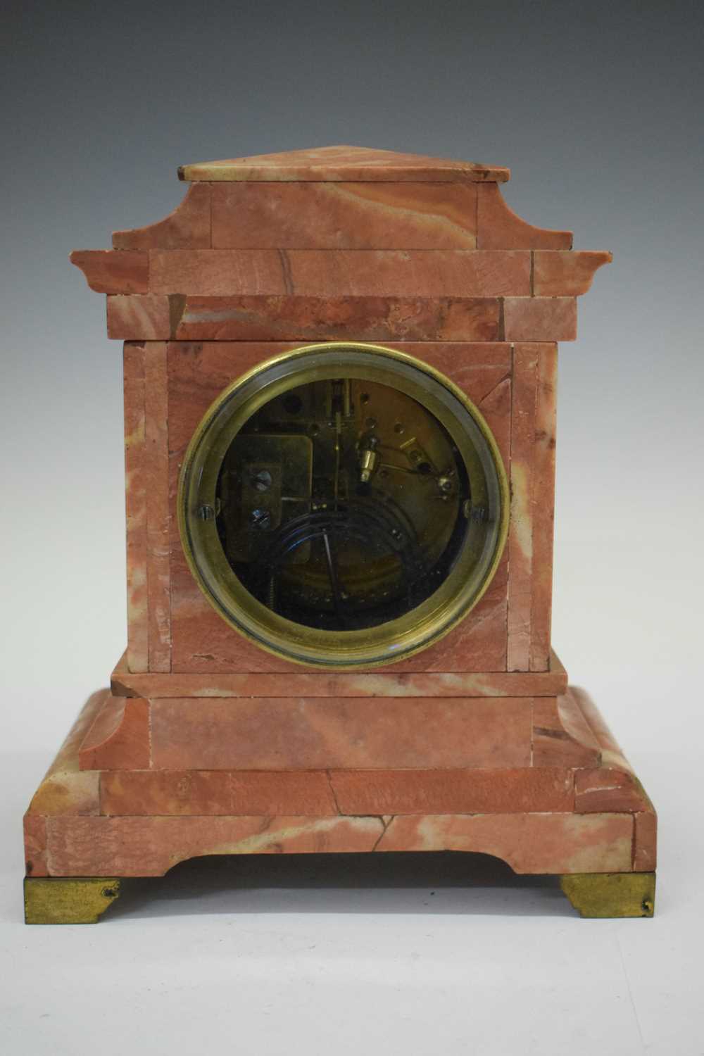 French pink marble mantel clock - Image 6 of 8