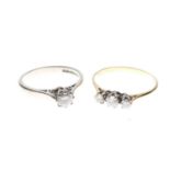 Two 18ct gold and diamond-set rings