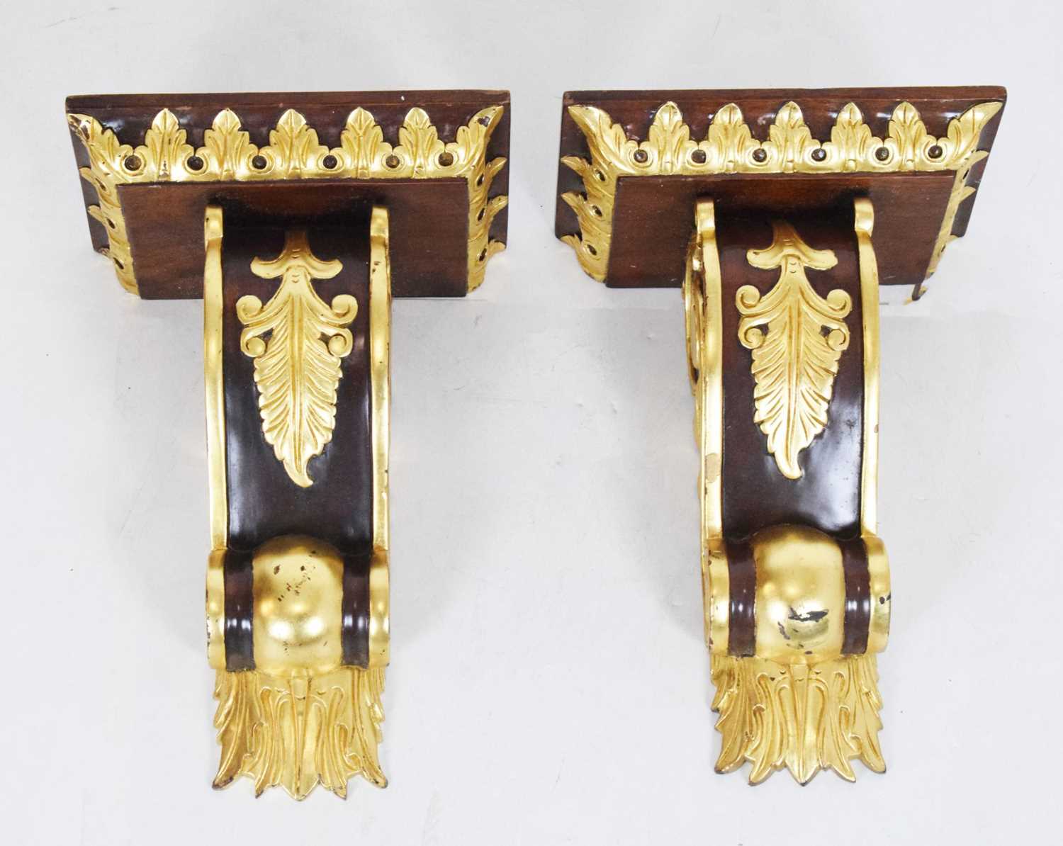 Pair of parcel gilt wall brackets