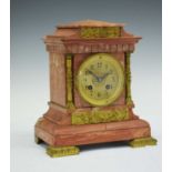 French pink marble mantel clock