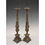 Pair of plated pricket candlesticks