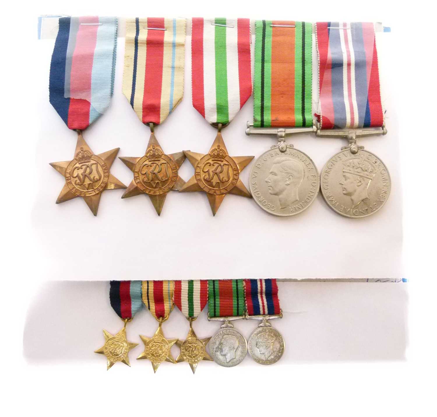 World War II medal group and miniatures