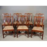 Set of seven (6 + 1) Chippendale-style dining chairs