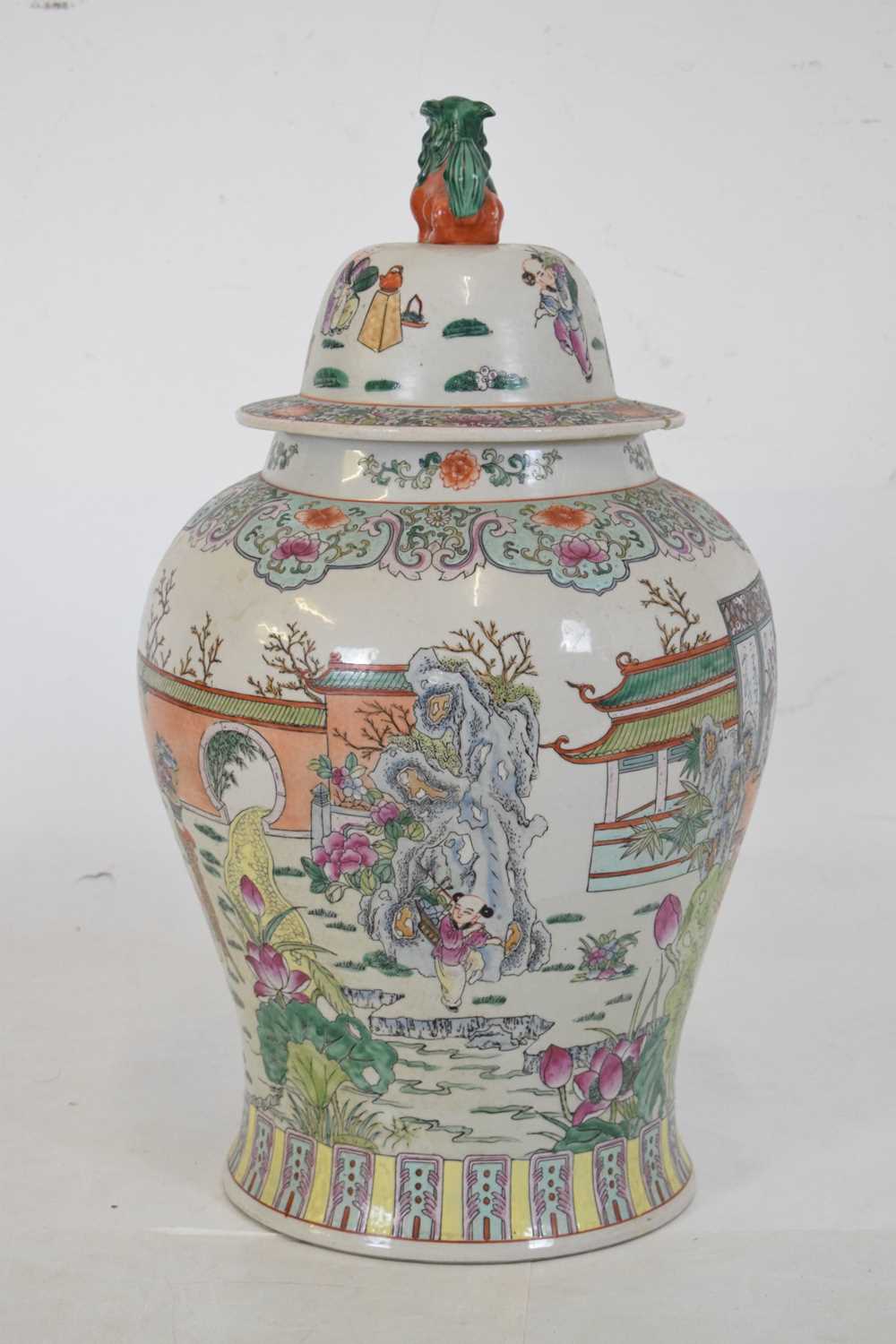 Chinese Canton Famille rose urn and cover, Republican period - Image 3 of 13