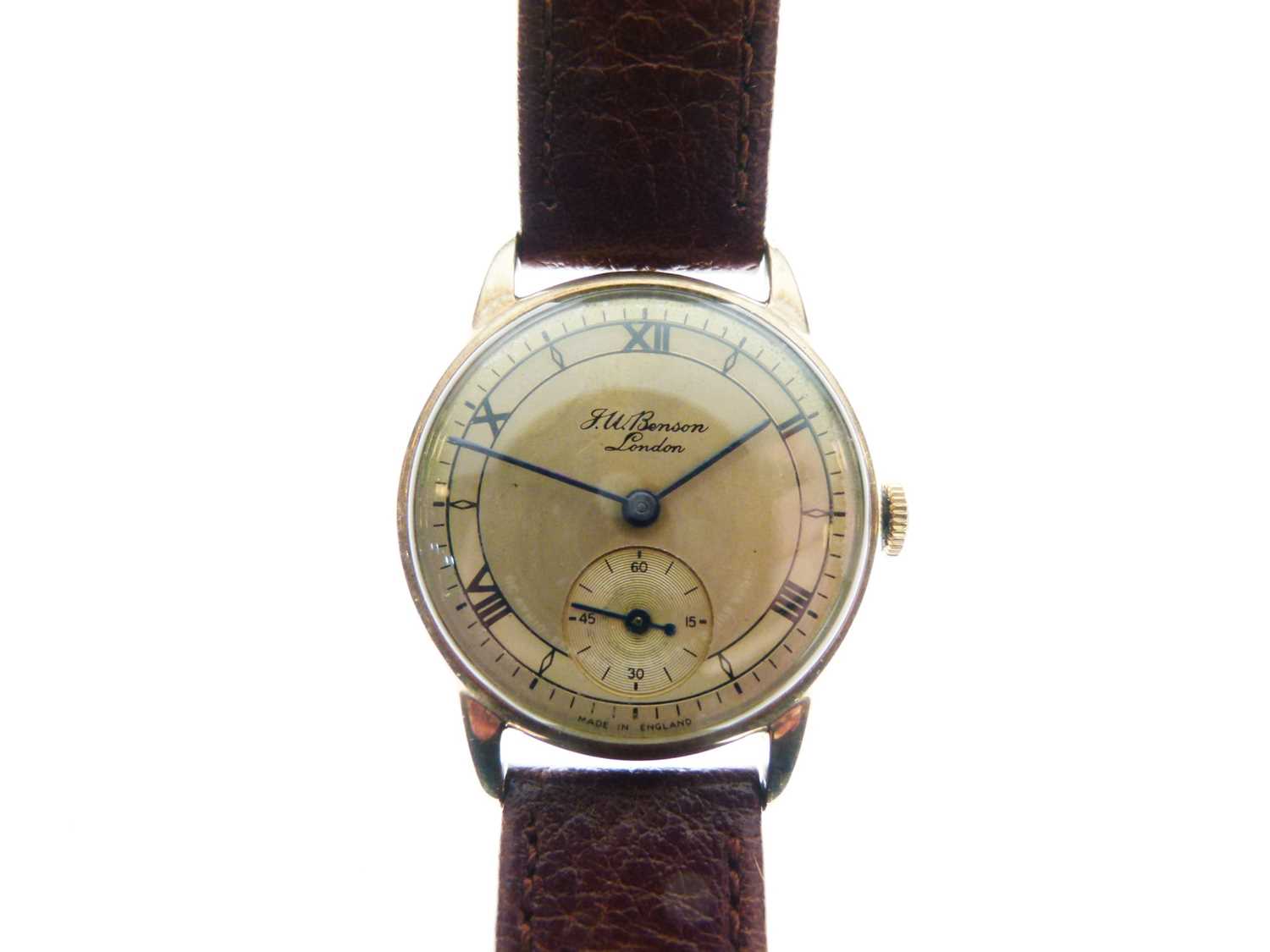 J.W Benson - Gentleman's 9ct gold cased wristwatch