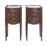 Pair of Continental three-drawer bedside chests (one a/f)
