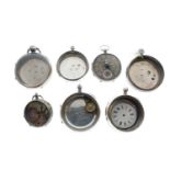 Assorted silver pocket watch backs and parts