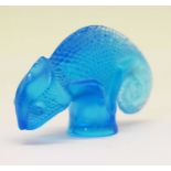 Lalique blue glass 'chameleon'