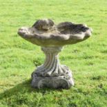 Composition stone oyster-shaped bird bath
