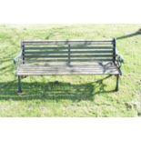 Two seater two slat wooden garden bench