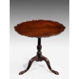 Mahogany piecrust top tripod occasional table