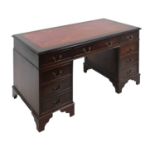 Reproduction mahogany twin pedestal desk