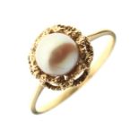 Dress ring set single cultured pearl